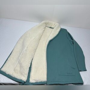 L.L. Bean Thick Cozy Sherpa Lined Open Cardigan Wrap Sweatshirt Women's M Petite